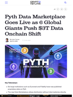 Pyth Data Marketplace Goes Live as 6 Global Giants Push $3T Data Onchain Shift