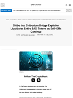 Shiba Inu: Shibarium Bridge Exploiter Liquidates Entire BAD Tokens as Sell-Offs Continue