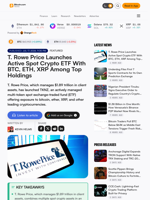 T. Rowe Price Launches Active Spot Crypto ETF With BTC, ETH, XRP Among Top Holdings
