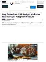 'Pay Attention': XRP Ledger Validator Teases Major Adoption Feature - U.Today