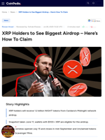 XRP Holders to See Biggest Airdrop - Here’s How To Claim!