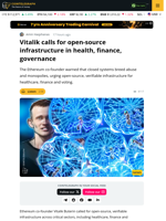Buterin: Open, Verifiable Tech for Health, Finance, Voting