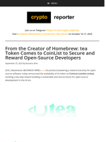 From the Creator of Homebrew: tea Token Comes to CoinList to Secure and Reward Open-Source Developers