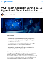 WLFI Team Allegedly Behind $1.1B Hyperliquid Short Position