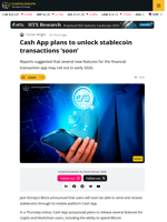 Cash App to Unlock Stablecoin Transactions ’Soon’