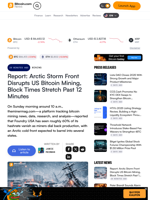 Report: Arctic Storm Front Disrupts US Bitcoin Mining, Block Times Stretch Past 12 Minutes – Mining Bitcoin News