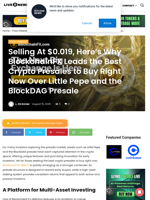 Selling At $0.019, Here’s Why BlockchainFX Leads the Best Crypto Presales to Buy Right Now Over Little Pepe and the BlockDAG Presale | Live Bitcoin News