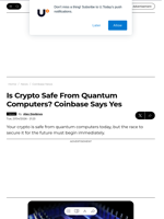 Is Crypto Safe From Quantum Computers? Coinbase Says Yes - U.Today