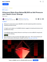 ETH Sellers in Charge: Is a Drop Below $2,500 Coming?