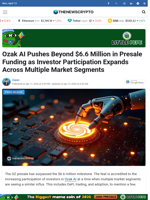Ozak AI Pushes Beyond $6.6 Million in Presale Funding as Investor Participation Expands Across Multiple Market Segments