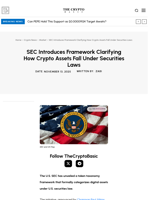 SEC Introduces Framework Clarifying How Crypto Assets Fall Under Securities Laws