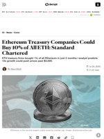 Ethereum Treasury Companies Could Buy 10% of All ETH: Standard Chartered - Decrypt