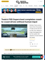 Tesla's FSD Supervised completes coast-to-coast drives without human input