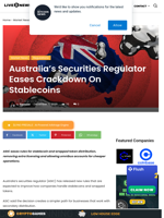 Australia's Securities Regulator Eases Crackdown On Stablecoins | Live Bitcoin News