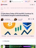 Crypto News Today: BTC And ETH Extend Consolidation