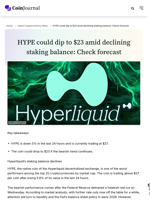HYPE could dip to $23 amid declining staking balance: Check forecast - CoinJournal