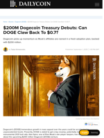 $200M Dogecoin Treasury Debuts: Can DOGE Claw Back To $0.7? - DailyCoin