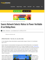 Swarm Network Selects Walrus to Power Verifiable AI on Rollup.News