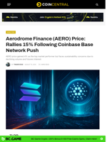 Aerodrome Finance (AERO) Price: Rallies 15% Following Coinbase Base Network Push - CoinCentral