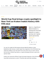 World Cup final brings crypto spotlight to New York as Kraken makes history with FIFA deal