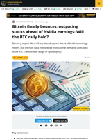BTC Jumps 4% as Stocks Slide Ahead of Nvidia Earnings