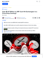 $1.47 Billion Worth of XRP Tokens Hit Exchanges: Pullback Next?