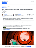 98% of Ethereum Supply Hits Profit: Warning Signal Flashes