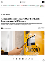 Athena Bitcoin Clears Way For Early Investors to Sell Shares - Decrypt