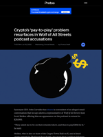 Crypto’s ‘pay-to-play’ problem resurfaces in Wolf of All Streets podcast accusations