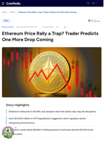Ethereum Price Rally a Trap? Trader Predicts One More Drop Coming