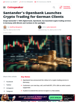 Santander’s Openbank Launches Crypto Trading in Germany