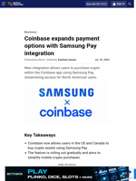 Coinbase expands payment options with Samsung Pay integration