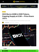 OKX Burns $26B in OKB Tokens, Capping Supply at 21M — Price Soars 193%