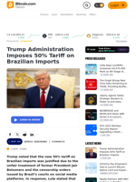 Trump Administration Imposes 50% Tariff on Brazilian Imports – Economics Bitcoin News