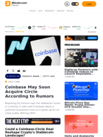 Coinbase May Soon Acquire Circle According to Rumors – Crypto News Bitcoin News