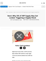 Here’s Why 13% of XRP Supply May Get Locked, Triggering a Supply Shock