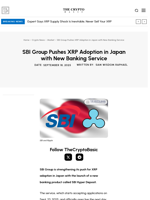 SBI Group Pushes XRP Adoption in Japan with New Banking Service
