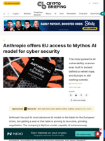 Anthropic offers EU access to Mythos AI model for cyber security