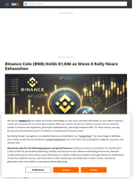 Binance Coin (BNB) Holds $1,046 as Wave-3 Rally Nears Exhaustion - Brave New Coin