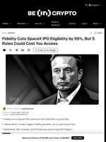 Fidelity Cuts SpaceX IPO Eligibility by 99%, But 5 Rules Could Cost You Access