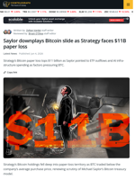 Saylor Says Bitcoin Slide Is Capital Rotation as Strategy Loss Grows