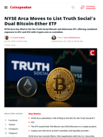 NYSE Arca Moves to List Truth Social’s Dual Bitcoin-Ether ETF - Coinspeaker