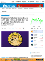 Dogecoin Whales Strike Back with $20 Million DOGE Buy as as Large Transfers Reach 5-Month Peak ⋆ ZyCrypto