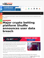 Major crypto betting platform Shuffle announces user data breach - The Crypto News Wire