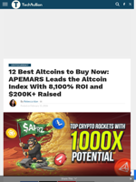 12 Best Altcoins to Buy Now: APEMARS Leads the Altcoin Index With 8,100% ROI and $200K+ Raised - TechBullion