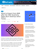 What to Expect from BNB after the 36th Quarterly Token Burn Destroys $932 Million ⋆ ZyCrypto