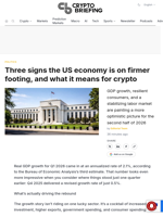 Three signs the US economy is on firmer footing, and what it means for crypto