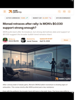 Monad retraces after rally: Is MON's $0.030 support strong enough? - AMBCrypto