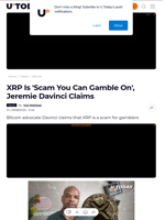 XRP Is 'Scam You Can Gamble On', Jeremie Davinci Claims - U.Today