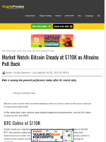 Market Watch: Bitcoin Steady at $119K as Altcoins Pull Back